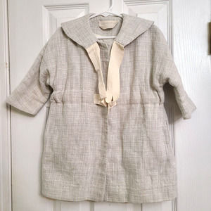 Kico Kids Girls Peacoat Linen Cotton Blend Gray Tweed Snap Up Lined Size 2